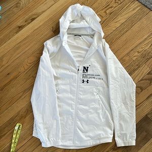 Under Armor Naval Academy Athletic Training Jacket Mens size S, white.